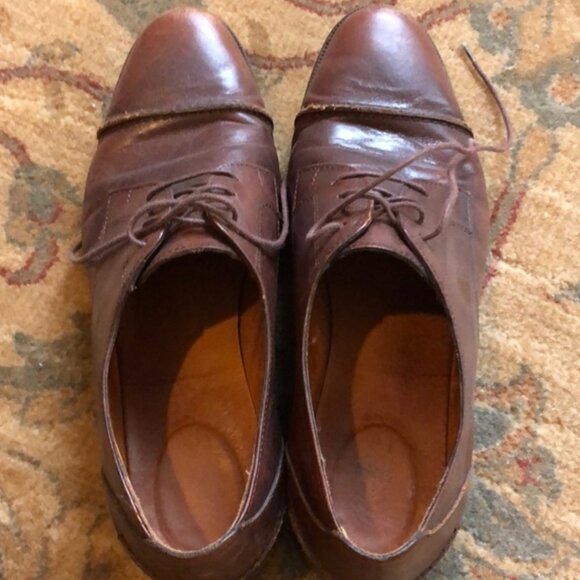 Madewell English Saddle Brown Leather Cap Toe Lace-Up Oxfords – Women’s (Size 9) - Picture 3 of 13